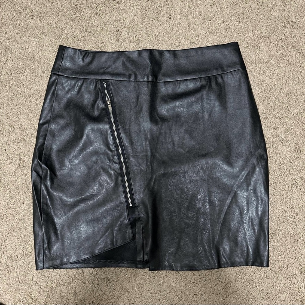 Black leather skirt
